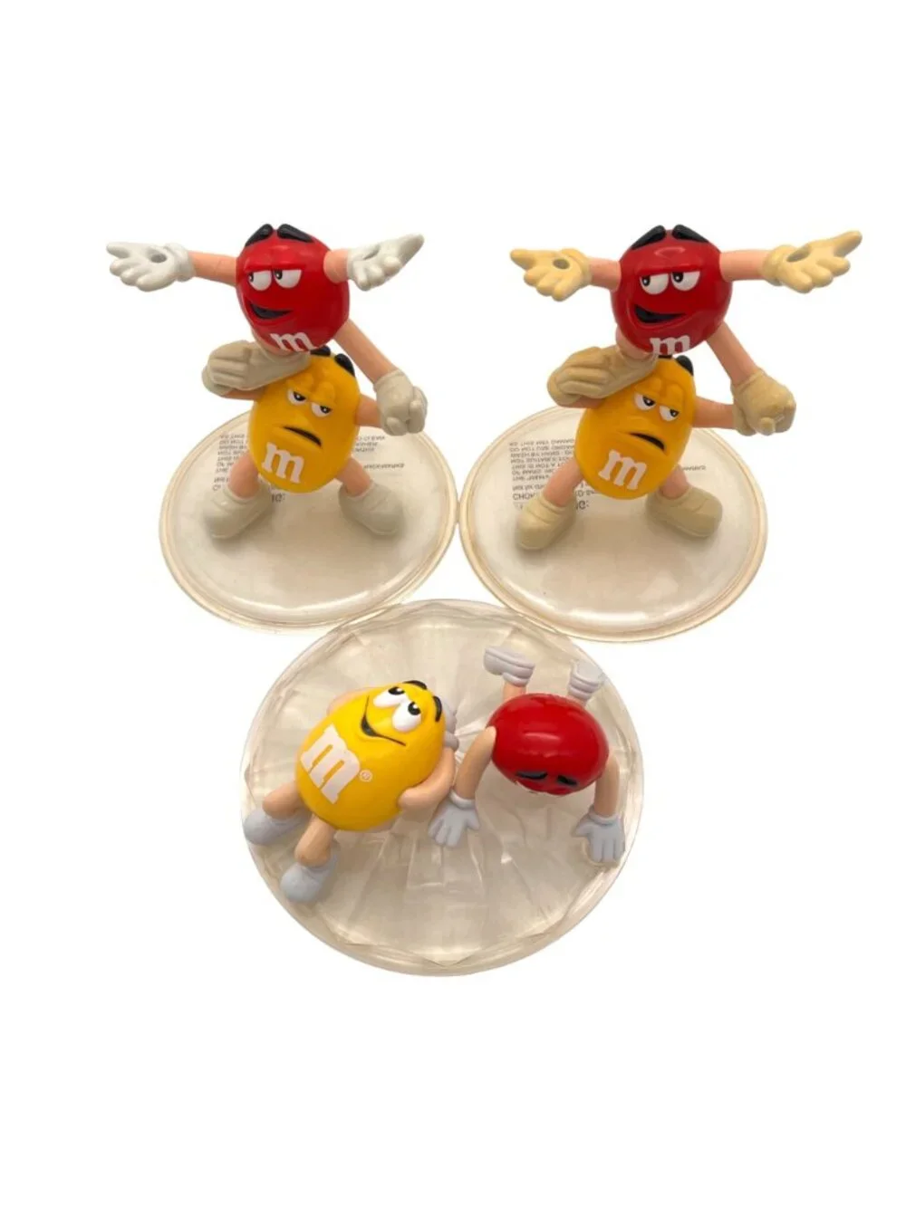 M&Ms Mars Red & Yellow Character Candy Dish & Lid & 2 Smaller Lids Collectible